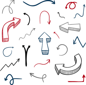 Assorted-color arrow signs, arrow, hand-drawn arrows