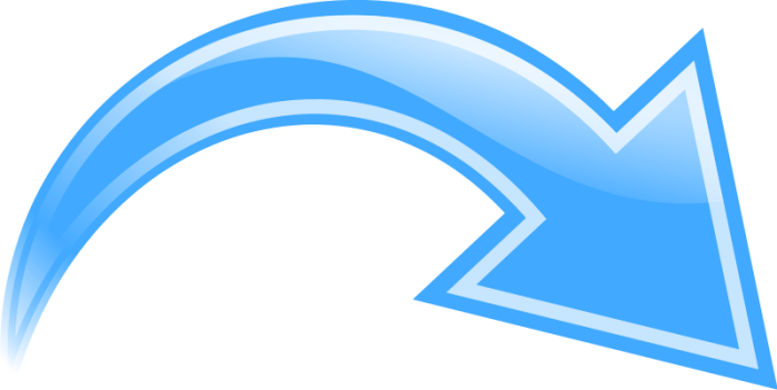 Blue color arrow curve, Curved down arrows, blue color