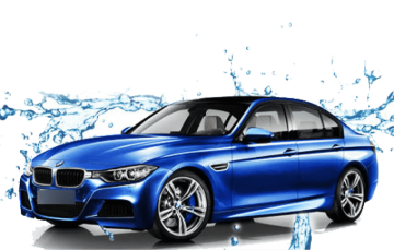 Car Wash With Water, Blue Color Car With Water PNG