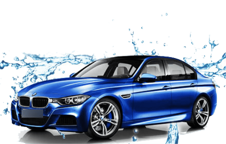 Car Wash With Water, Blue Color Car With Water PNG