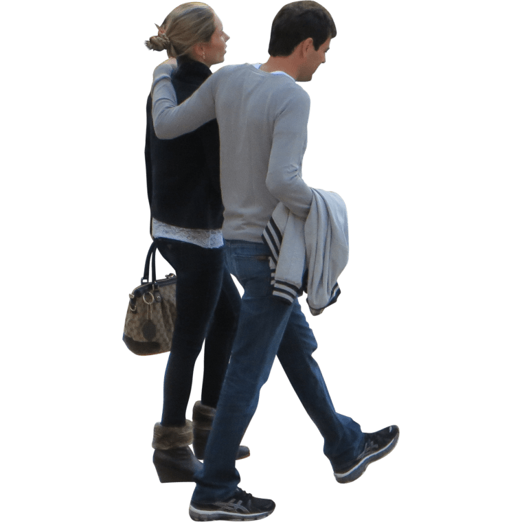 Couple walking beside, husband and wife walking png