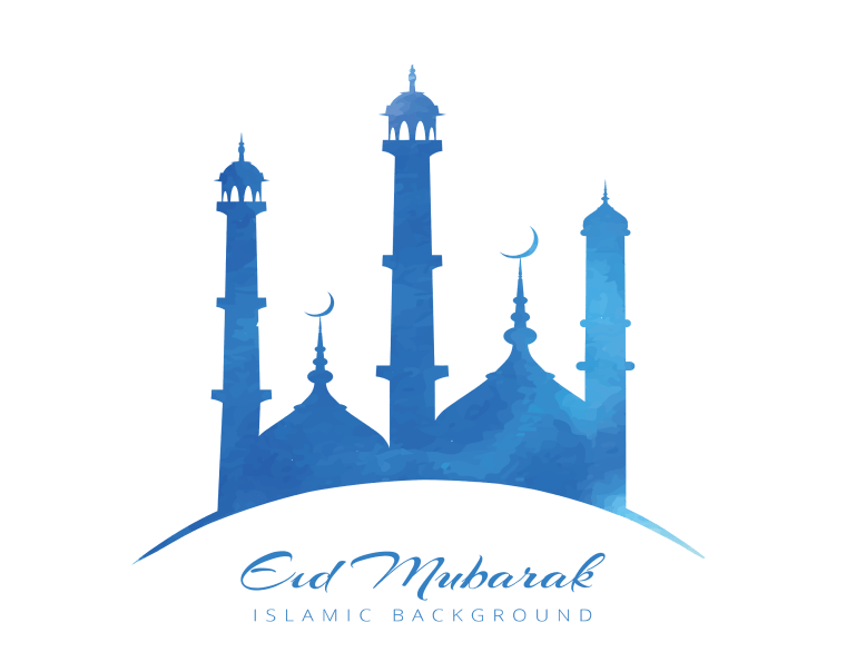 Eid Mubarak blue color Islamic background png image