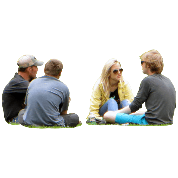 Group of people sitting on grasss, sitting, Cutout png