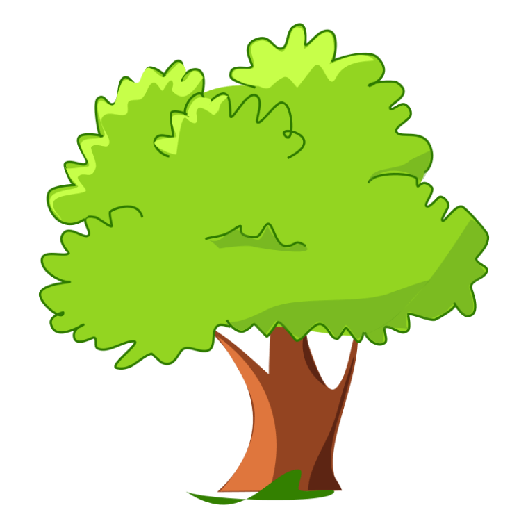 Illustration drawing tree, new green leaf with tree drawing