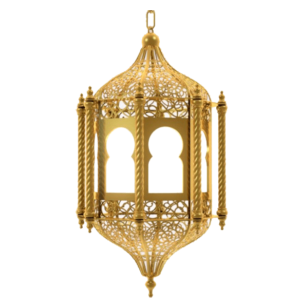 Islamic brass-colored lamps background png image