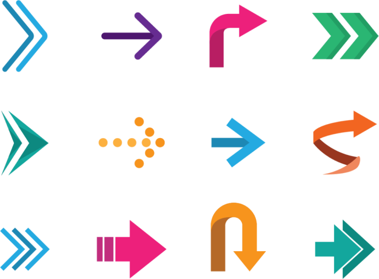 New colored arrows, types of colored arrows, angle