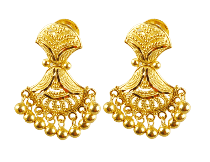 Pair of gold-colored dangle earrings, Earring jewellery