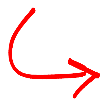 Red color arrow for computer icons, curved arrow