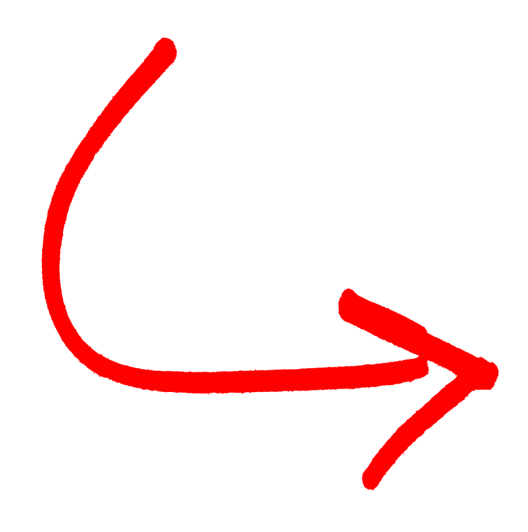 Red color arrow for computer icons, curved arrow