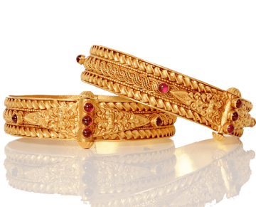 Two gold-colored bangles, jewellery, ring, bracelet