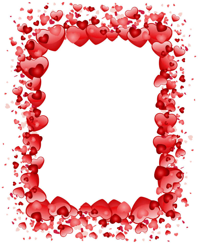 Red hearts frame, love, wedding, heart png
