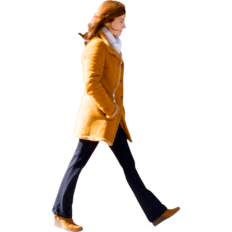 Walking A Girl With Yellow Jacket, Women walking