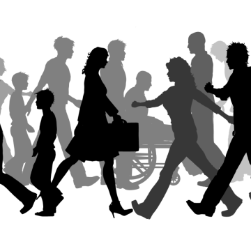 Walking more people, group of people, public relations