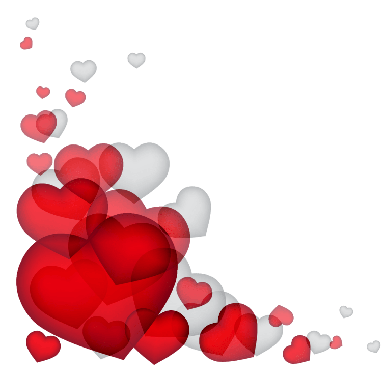 Hearts Decor, red and white hearts, love, flower png