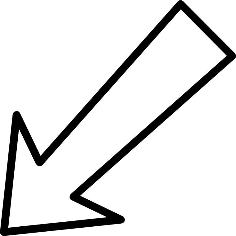 White arrow sign, down arrow, white arrow symbol