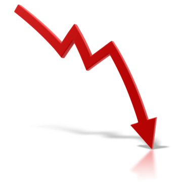 Zigzag red color down arrow, down arrow, zigzag arrow