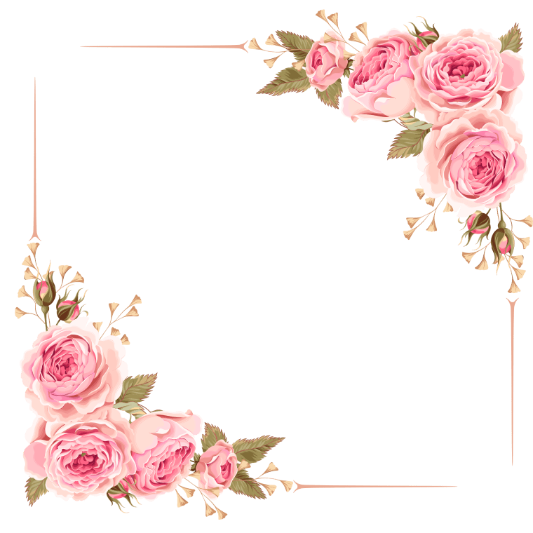 corner roses, rose frame png transparent image