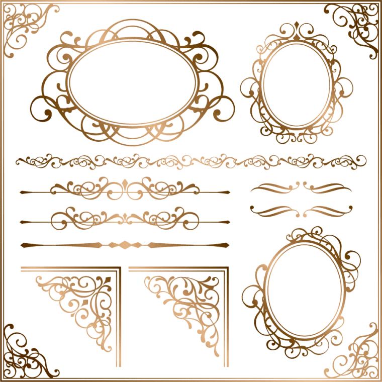 gold color ornament frame Euclidean background png