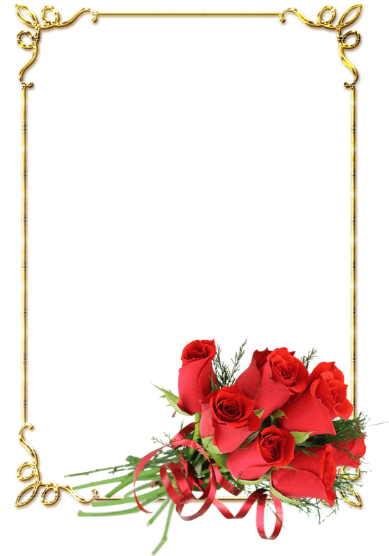 gold frame red rose flowers, Metal frame rose, rose png