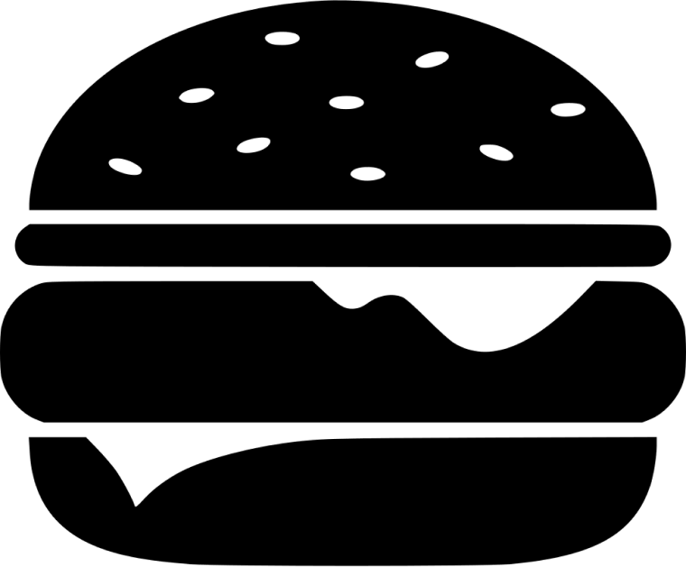 Burger black color logo, hamburger button cheeseburger