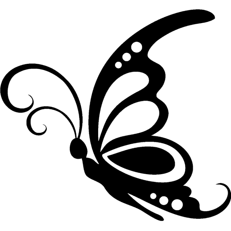 Butterfly silhouette art, black color butterfly, monochrome