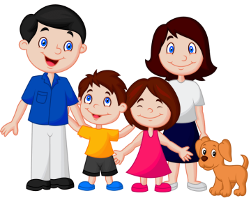 Family cartoon, family, child, hand each other