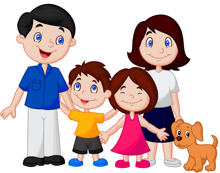 Family cartoon, family, child, hand each other