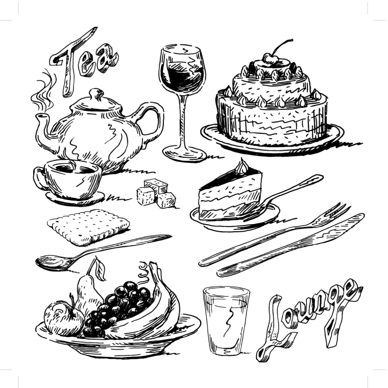 Food drawing illustration, artwork food, monochrome