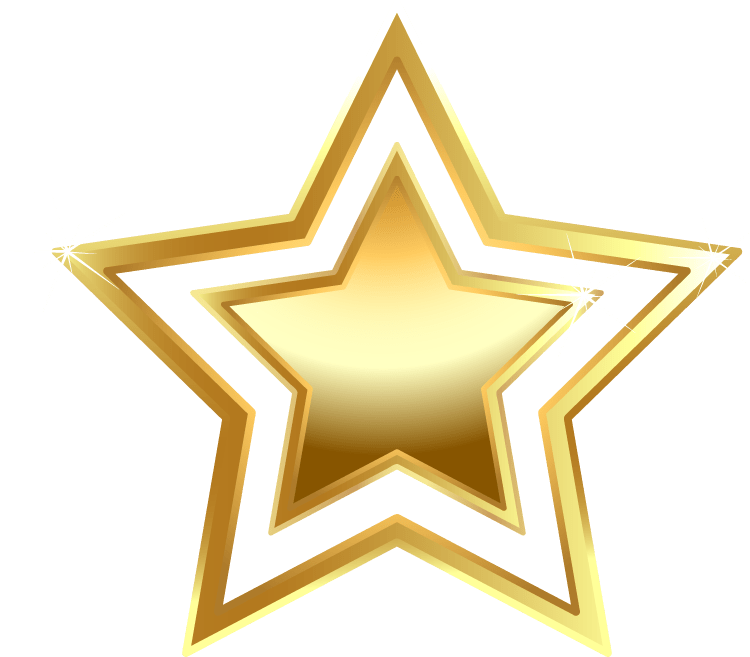 Gold five-pointed star background png image