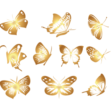 Golden color butterflies logo illustration, butterfly png