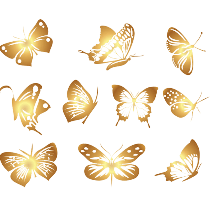 Golden color butterflies logo illustration, butterfly png