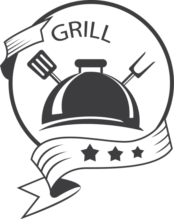 Grill food logo, logo for restaurants food, retro food labels