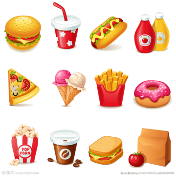 Hamburger hot dog, fast food, junk food work illustration