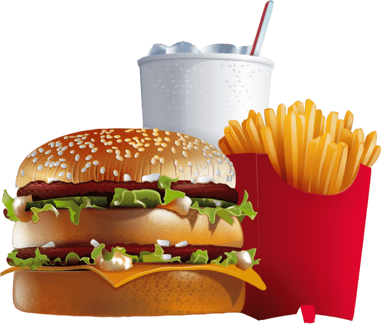 Illustration drawing hamburger food with drinks image