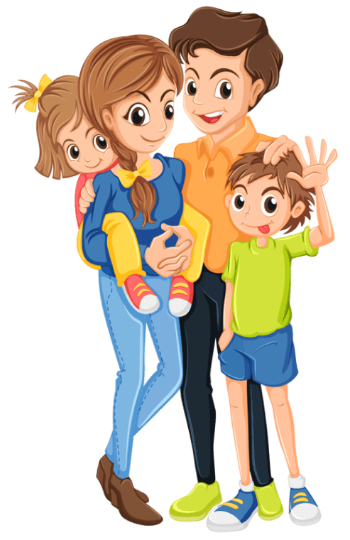 Illustration worked by family cartoon photo png