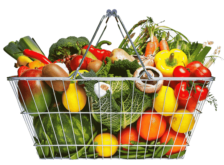 Organic food for health, green vegetables in basket png