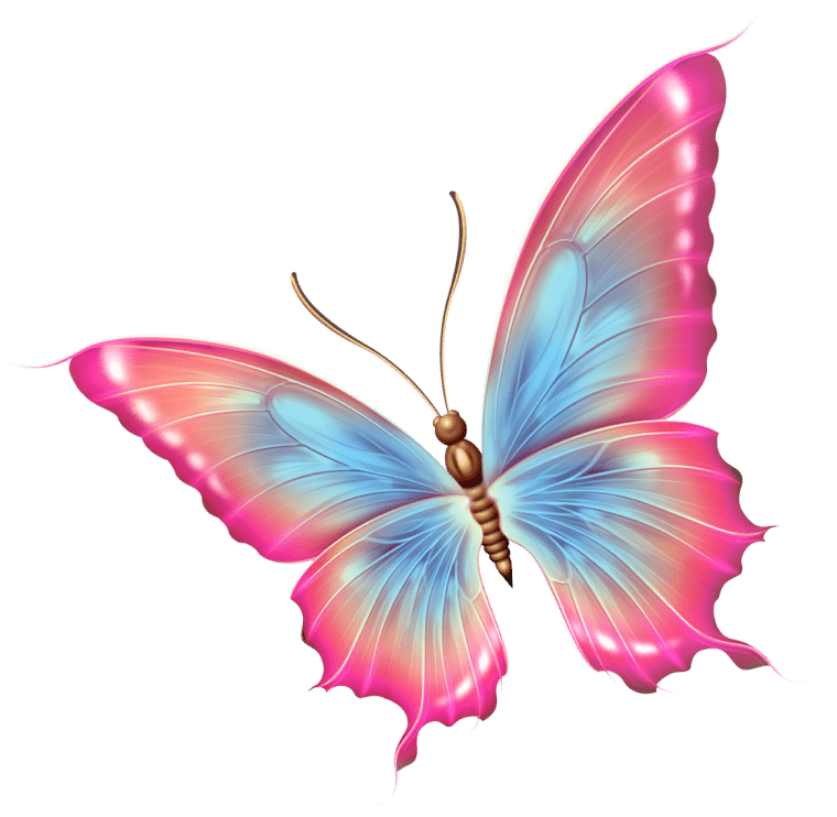 Pink and blue butterfly art by illustration software