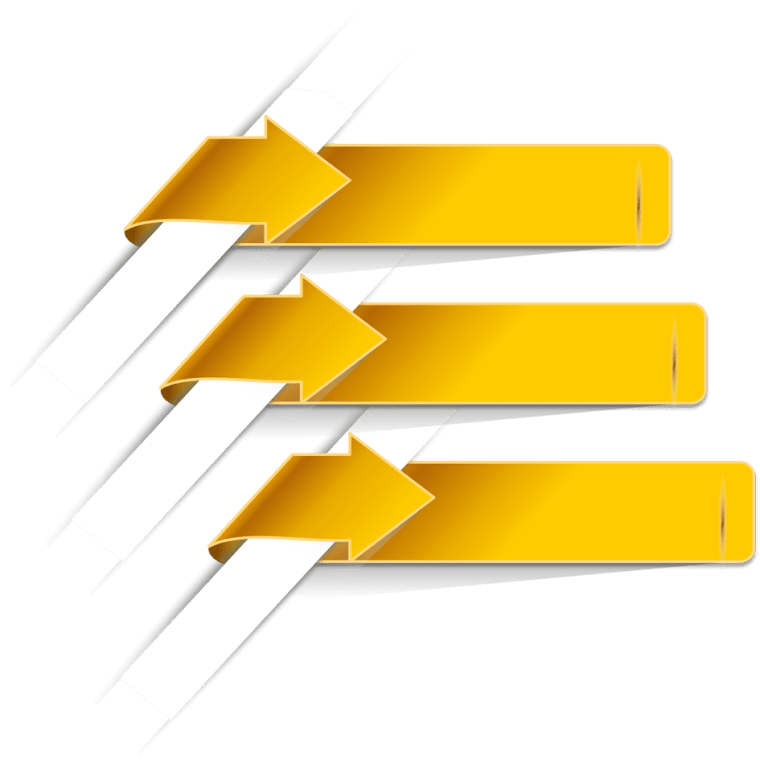Yellow arrow label, yellow and white arrows illustration