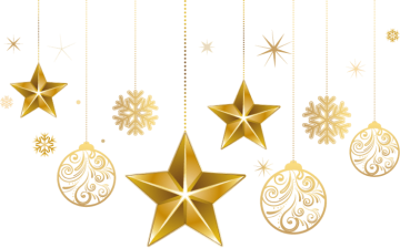 gold star and bauble decors background png image