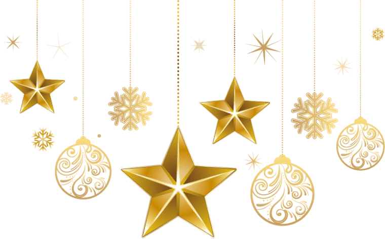 gold star and bauble decors background png image