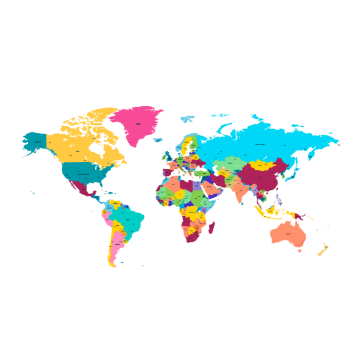 Colored map of the world free PNG