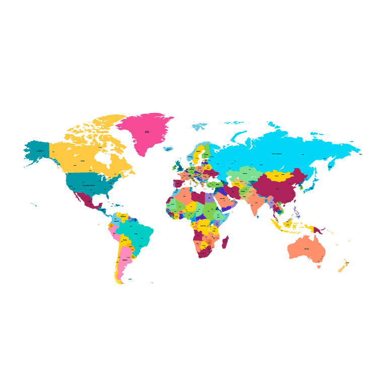 Colored map of the world free PNG
