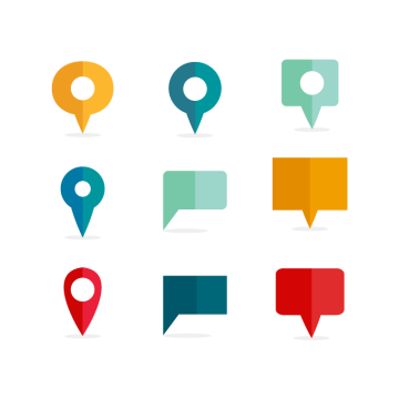Colored pointers with different shapes