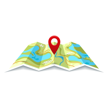Flat map with colorful navigation circle pins