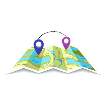 Flat map with colorful two navigation pins