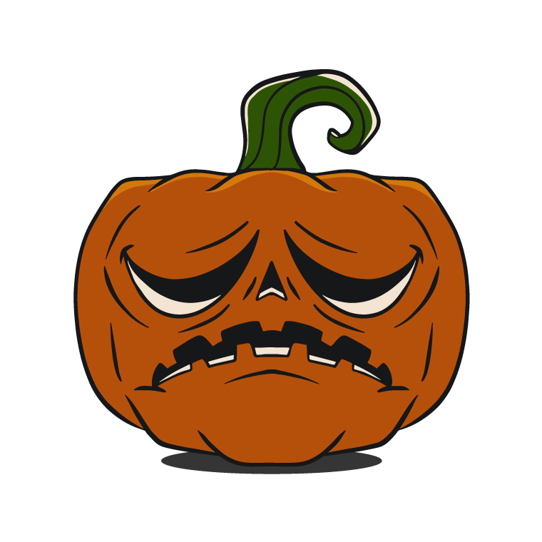 Halloween pumpkin cartoon with sadness