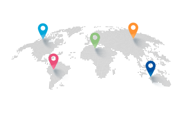 New world map with dotted and pointers, dotted colorful world map, world map, google world map, earth google maps