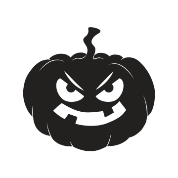 halloween pumpkin black color with angry face