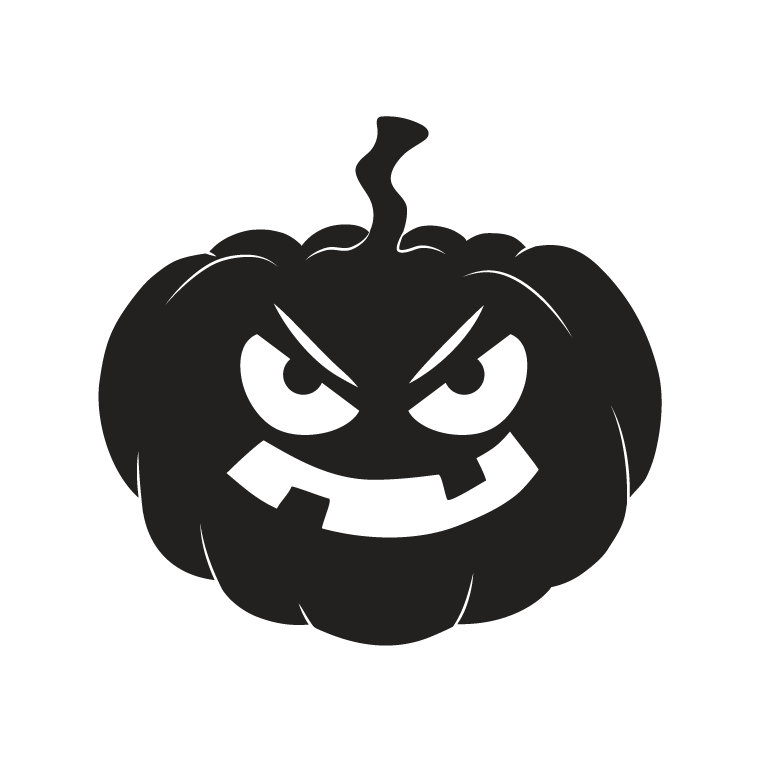 halloween pumpkin black color with angry face