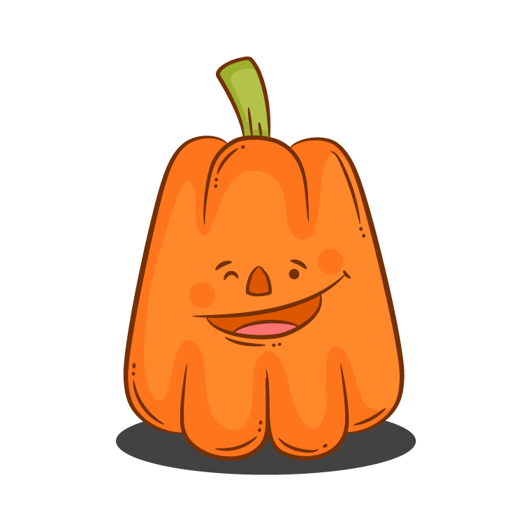 happy pumpkin face drawing in orange color
